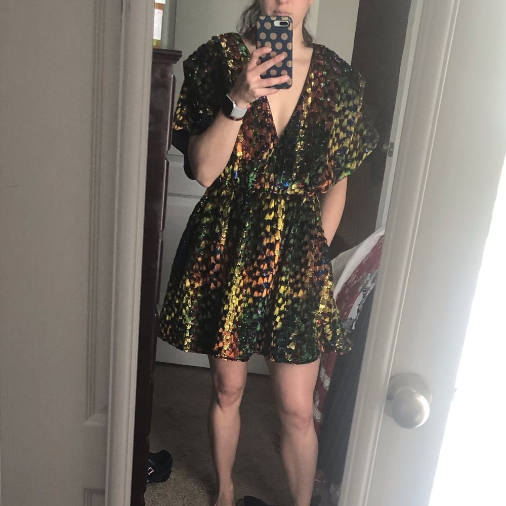 NBDx rainbow dress XXS